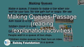 Making Queues-Passage (reading /explanation/activities)
