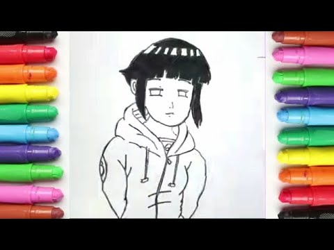 Menggambar dan Mewarnai Hinata dari Film Naruto untuk Anak TK, Paud dan SD