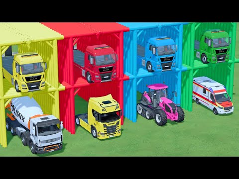 TRANSPORTING POLİCE CARS  MIX TRUCK LOADER AMBULANCE WITH  TRUCKS  TO THE GARAGE !FS 22