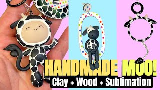 Handmade Jewelry 🐮| Polymer Clay, Resin, Laser Cut Wood & Sublimation- DIY