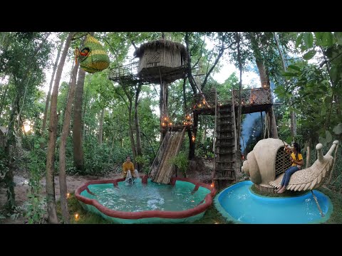 Full Video 4 Story Lady Building 2 Tree House,1 Nest House And Snail House With living Room For Live