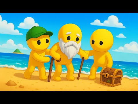 2 CUTE WOBBLY LIFE GUYS HELPING OLD MAN FIND HIS TREASURE in WOBBLY LIFE MOVIE