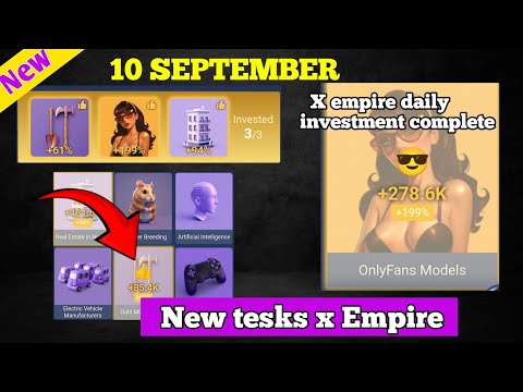 X Empire Investment Fund Today 10 September | Musk Empire DailyCombo | X Empire Investment Today