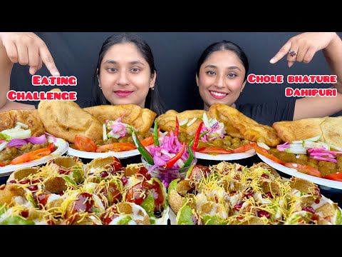 Eating Dahipuri and Chole Bhature Challenge|Food Challenge|Mukbang