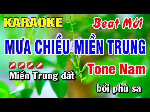 Karaoke Mưa Chiều Miền Trung (Beat Mới) Nhạc Sống Tone Nam | Hoài Phong Organ