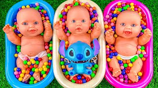 4 Minutes Satisfying Video | Mixing Funny Candy ASMR & Make Up in 3 Bathtubs with Magic M&M's Slime