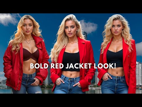 Bold & Chic: How to Style a Red Jacket with a Black Crop Top and Blue Jeans