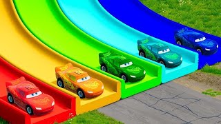 TRANSPORTING PIXAR CARS & FRUITS WITH COLORED & JOHN DEERE vs CLAAS vs TRACTORS - BeamNG.drive #983