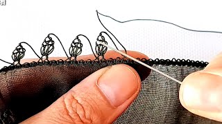 Haki yazmaya muhteşem Ayçiçeği iğne oyası modeli yapımı
