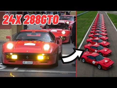 24x FERRARI 288GTO take on Maranello with John Elkann LEADING!