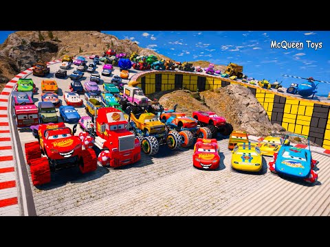 Disney Pixar Cars McQueen Toys | Lightning McQueen Monster Trucks | High Impact Racing | Police Cars
