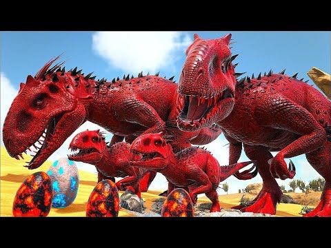 Família Red Indominus Rex, Fugindo da Tempestade no Deserto! Ark Survival Evolved
