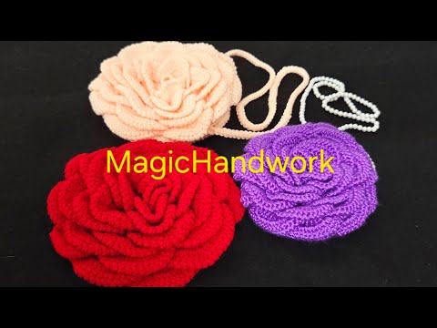 🌹गुलाब फूल थालपोश, Crochet Roundshape cushion cover, Round Crochet Tabletop, Crochet Flower handbag