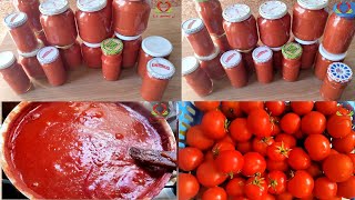 بلا مدريهم فماء♨️حضريها بهاد الطريقة سهلة,سريعة وحتافظ بها لسنوات بلا مجمد صلصة الطماطم🍅لكل الإستعما