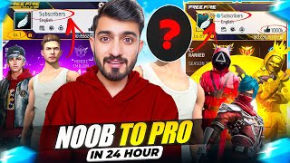 Transforming ₹1 Noob Subscriber id into ₹10,00,00🥇 Free Fire ID in 24 Hours 😱 - Garena Free Fire