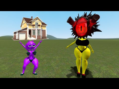 MISS SUN AND TREE SPRUNKI VS HOUSES!! SPRUNKI FAMILY SONG PHASE 3 Garry's Mod