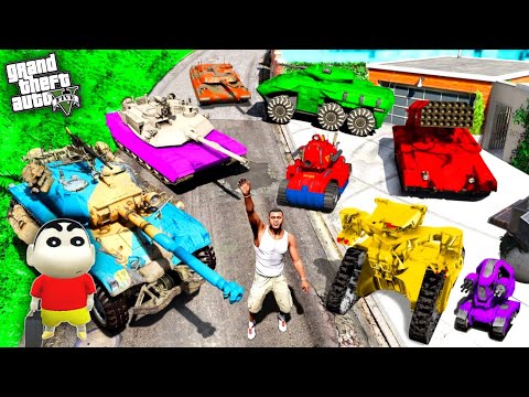 GTA 5 :😍 FRANKLIN & SHINCHAN Collecting TANKS in A TSUNAMI in GTA 5 ! JSS GAMER ( GTA 5 Mods )