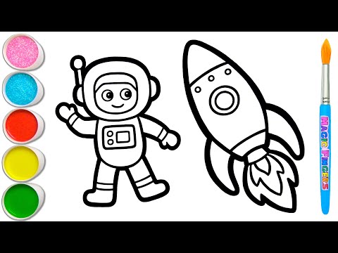 Menggambar dan Melukis Roket & Astronot 👩‍🚀🚀 Tips Mewarnai Dasar untuk Anak-anak, Balita #382