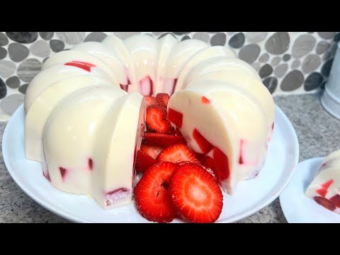 CON SOLO 4 INGREDIENTES PREPARA ESTE DELICIOSO POSTRE GELATINA DE FRESA CON QUESO!