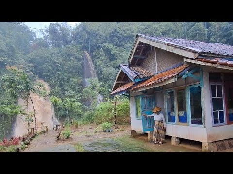 Buka Pintu Langsung Dikasih Pemandangan Air Terjun Lagi Banjir. Hanya Satu Rumah Di Pelosok Kampung