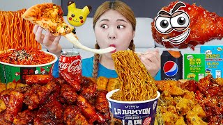 Mukbang Black bean noodles & Chicken swicy food EATING by HIU 하이유