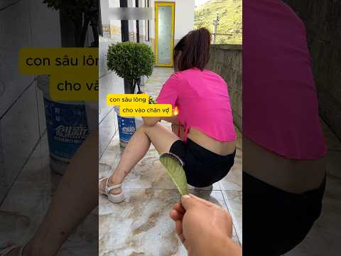 Cho con sâu lông vào chân của người vợ
