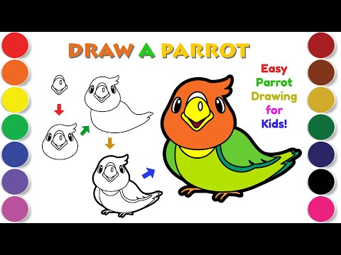 How to Draw and Color a Parrot for Kids - Fun & Easy Step-by-Step Tutorial!