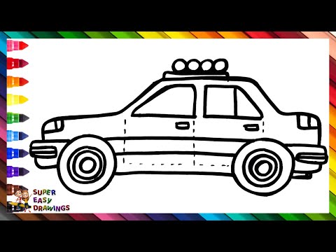 Draw and Color a Police Car 🚓👮🚔🚨 Drawings for Kids