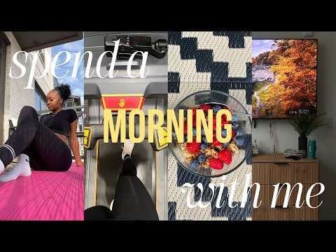 spend a morning with me | breakfast, stretching, gym & more
