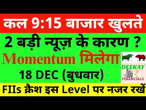 कल 9:15 बाजार खुलते Nifty Prediction For Tomorrow Banknifty Wednesday 18 December Market Prediction