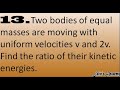 Kinetic Energy and Velocity Relationships