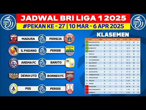 Jadwal Liga 1 2025 Pekan 27 - Semen Padang vs Persib - Madura United vs Persija - Liga 1 2025