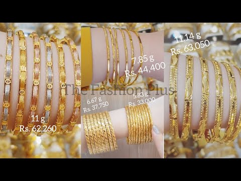 Light Weight thin Gold bangle set with Weight and Price