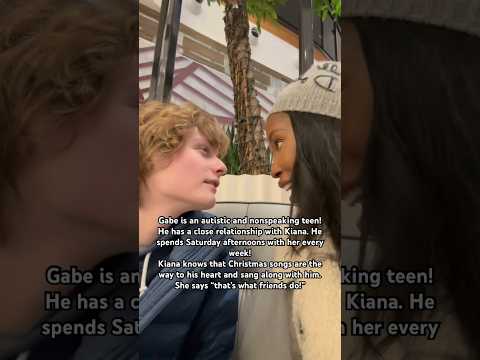 Gabe an autistic teen connects with Kiana through Christmas music! Singing together! #autism