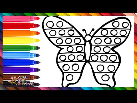 Draw and Color a Butterfly POP IT 🦋🔴🟠🟡🟢🔵🟣🌈 Drawings for Kids