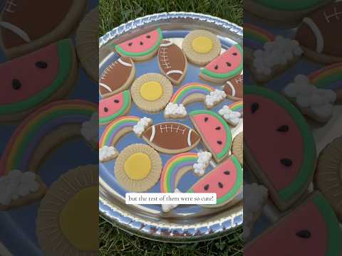 Summer cookies 🥰🌈🍉🏈☀️ #cookiedecorating #satisfying #sugarcookies #summer #bbq #royalicing