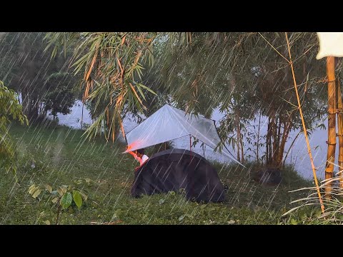 AMAZING SOLO CAMPING IN SUPER LONG HEAVY RAIN - ASMR