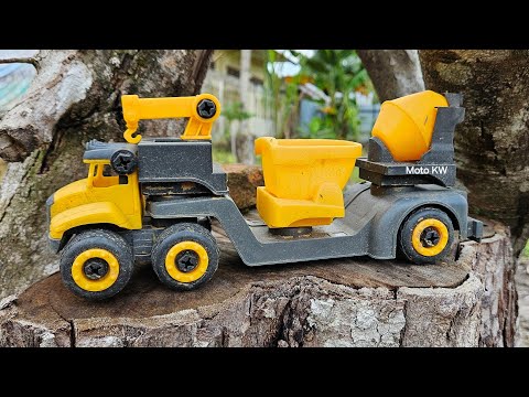 Mobil mobilan konstruksi truk tronton panjang multifungsi, Diecast truck, Excavator, Bulldozer