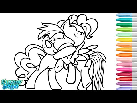 Pinkie Pie Hugging Rainbow Dash Coloring Page | @RainbowSplash