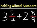 Adding Mixed Numbers and Fractions