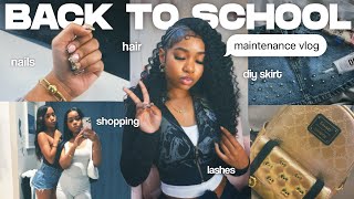 BACK TO SCHOOL MAINTENANCE VLOG | hair, nails, lashes, diy skirt, shopping + more!