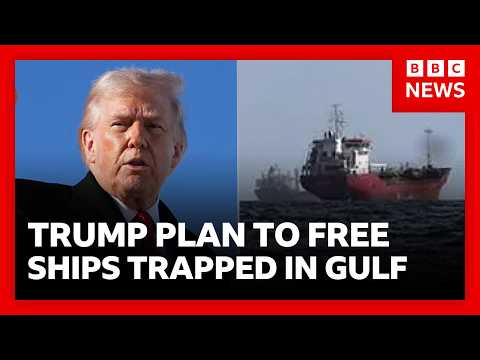 YouTube video thumbnail: Trump Says US Will Free Ships Stranded in Strait of Hormuz 
