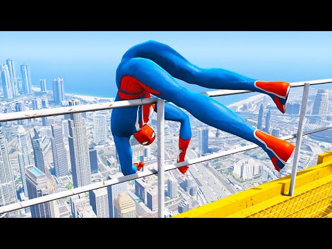 SPIDERMAN CRAZY JUMPS/FALLS #41 (GTA 5 Spider-Man Fails)