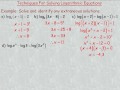 Techniques for Solving Logarithmic Equations