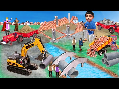 Mini Brick House Construction Truck JCB Excavator Pipe Bridge Hindi Kahaniya Hindi Moral Stories