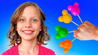 Daddy finger family colors song with Mickey Mouse candy from Alex and Nastya - kids videos