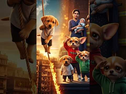 Poor Puppy Walks on Burning Rope - Everyone Salutes❤️‍🔥#puppytreats#puppies#cartoon#dog