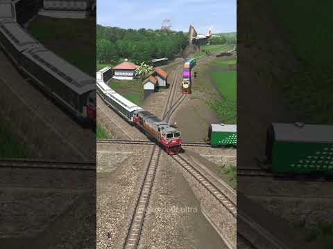 Kereta Api Cepat Melintasi Persilangan 2 Kereta Api Putus #train #railwaytrack #railway #shorts #kai