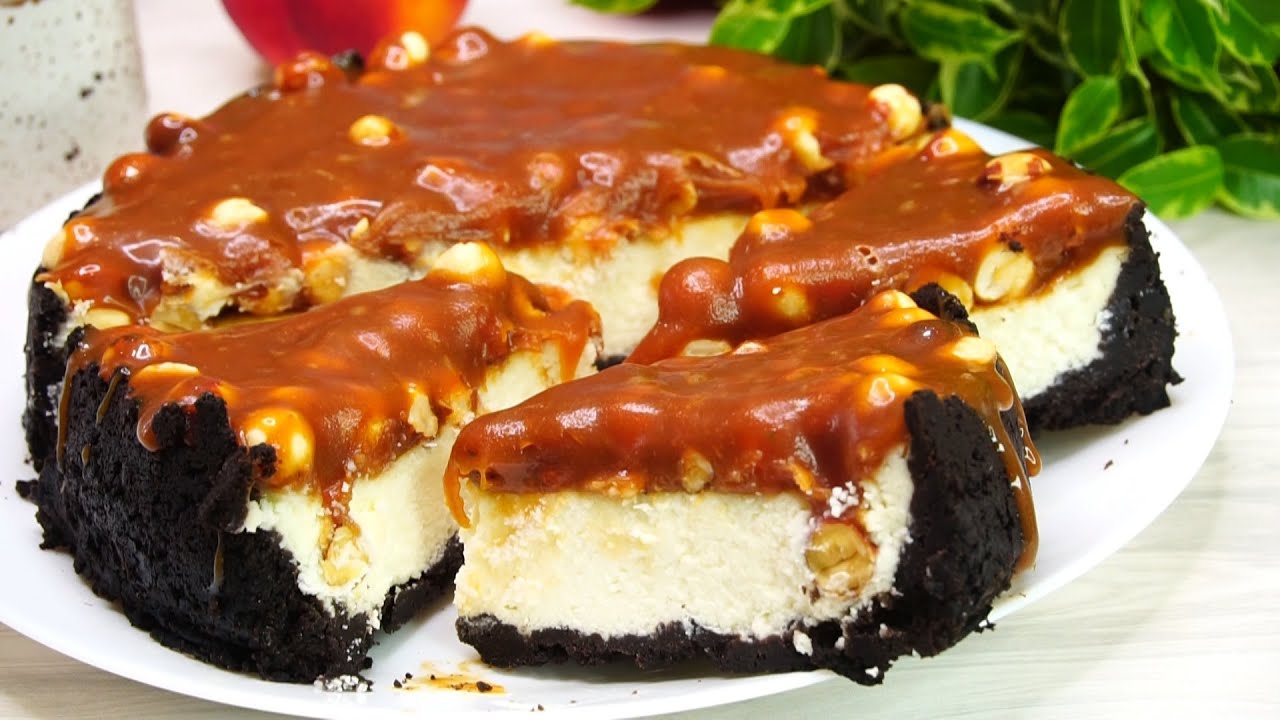 Чизкейк с орехами и карамелью - как в кафе, только еще вкуснее