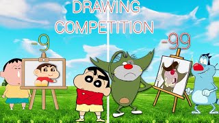 Shinchan vs Jack 😂 | Drawing Competition | with Oggy | In Roblox